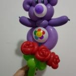 Balloon-sculpture-Purple-Care-Bear-with-rose-