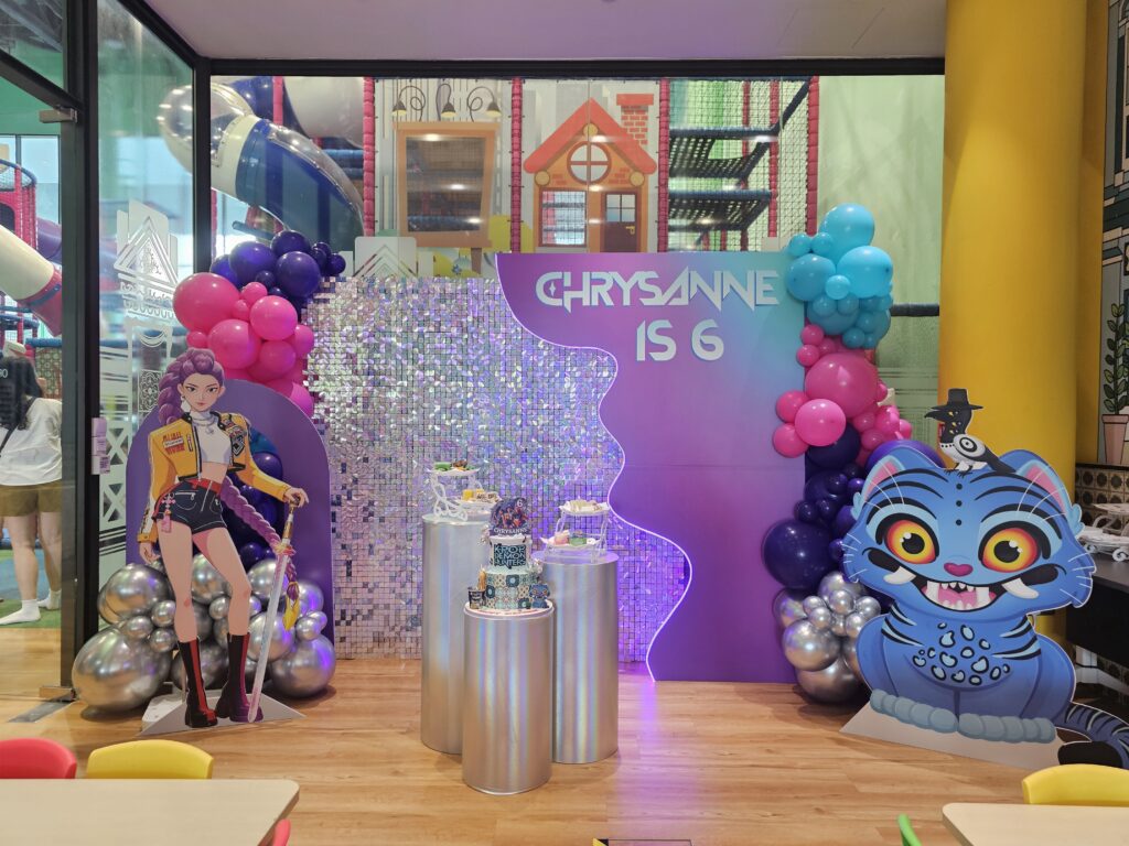 KPOP birthday party balloon decoration Singapore with shimmer backdrop