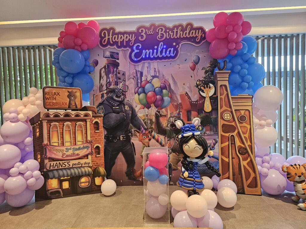 Zootopia Birthday Balloon Decoration Singapore | Emilia 3rd Birthday Themed Setup